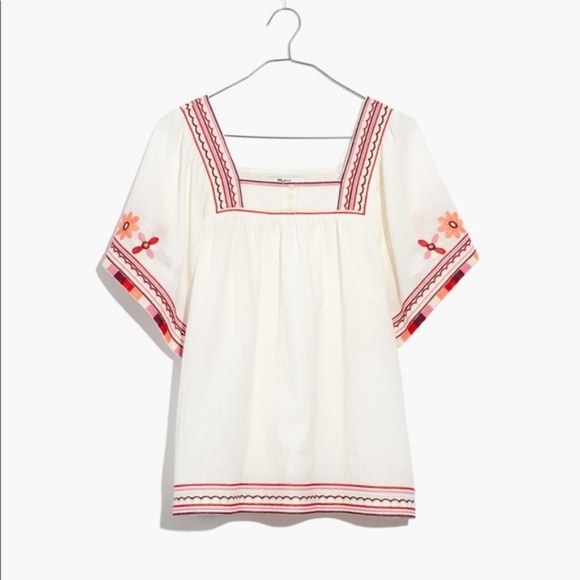 Madewell Embroidered Sandblossom Pesant Boho Top S - Picture 3 of 8